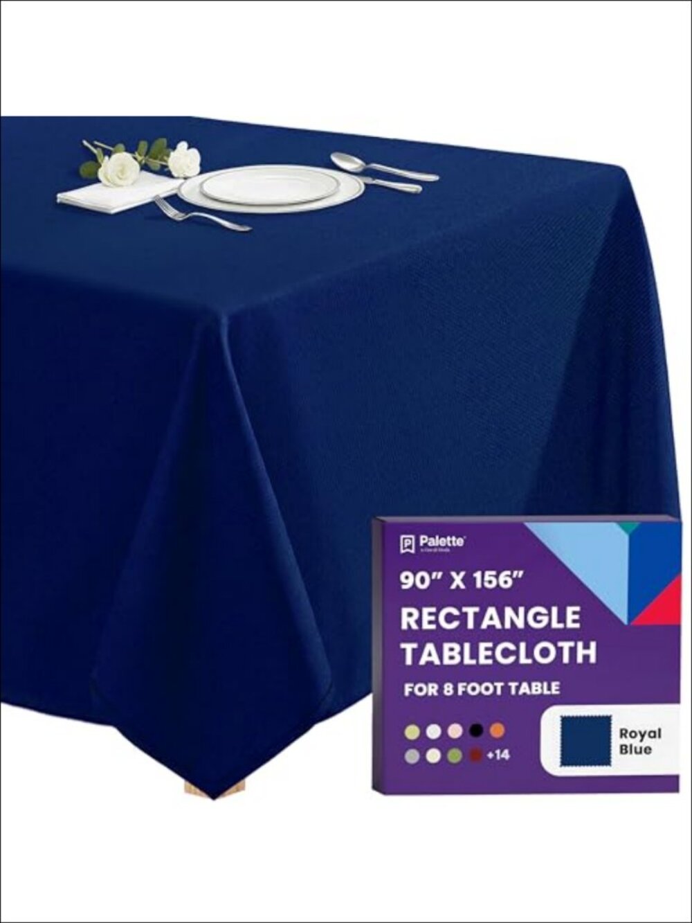 Polyester Tablecloth 90x156 Rectangular Floor-Length for 8 Ft Tables Washable
